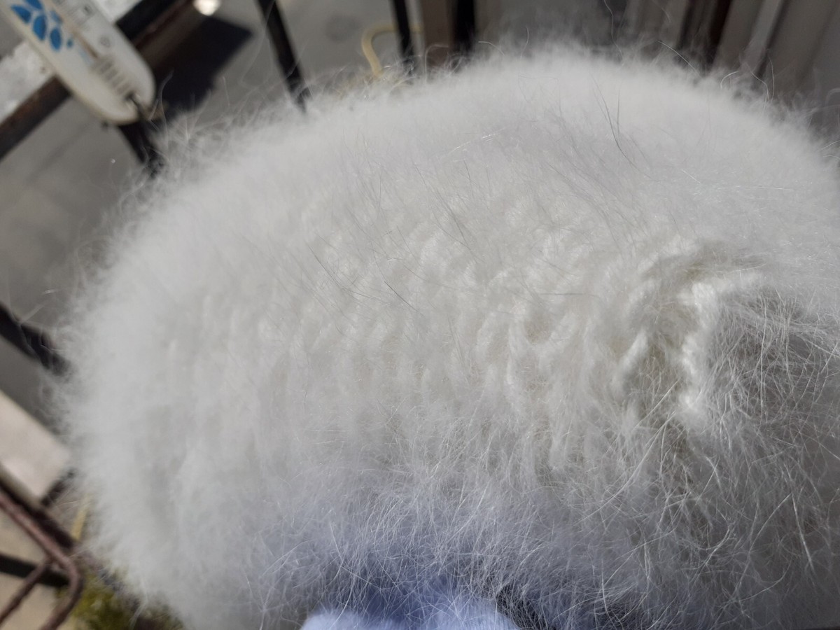 Pull Court En Angora Vert Amande – Manches Courtes, Fait En France, Taille XL