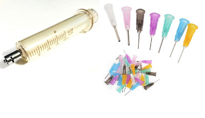 20 mL cc GLASS SYRINGE LUER LOCK TIP TO SLIP TIP + BLUNT DISPENSING NEEDLES USA