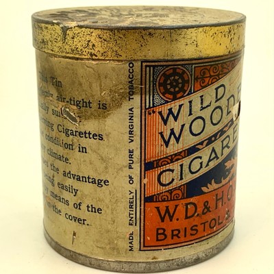 wild woodbine cigarettes 1885 RARE• c.1885, 60 'Wild Woodbine Cigarettes' TIN •WD & HO Wills, Bristol &  London