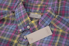 Eton Sport Shirt Size 16 41 L Slim Fit In Bold Multicolor Madras Plaid NWT