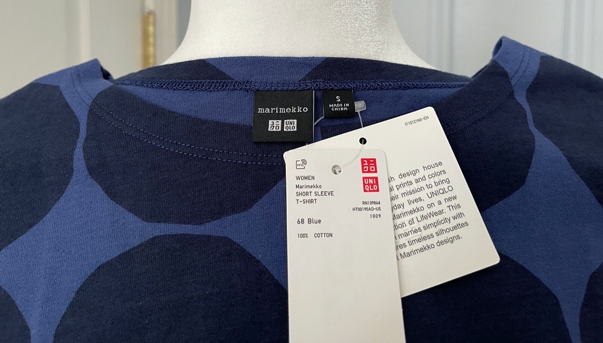 NWT Uniqlo x Marimekko Women's Short Sleeve T-shirt Blue | eBay