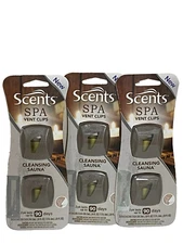 NEW SCENTS SPA CLEANSING SAUNA AUTO VENT CLIPS 3 PACKS 6 CLIPS LOT FREE SHIP