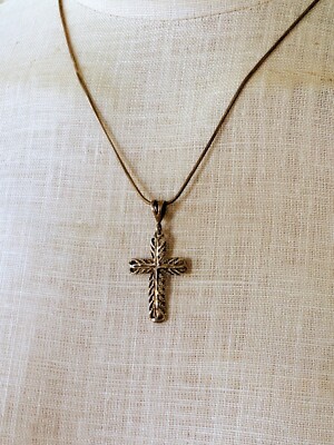 Vintage Sterling 925 Silver Cross Pendant Snake Chain | eBay