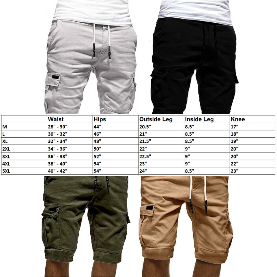 Pantalones cortos chinos informales de carga para hombre 6 bolsillos pantalones de playa de verano Foto 2 de 4