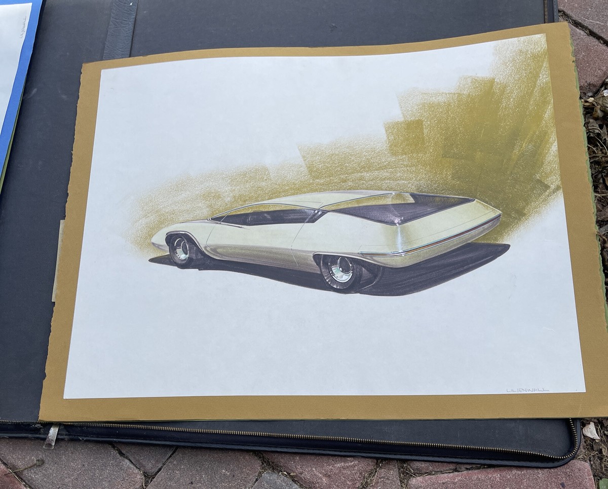 Rare Original 60s Futuristic Prototype Concept Car Art Edward T