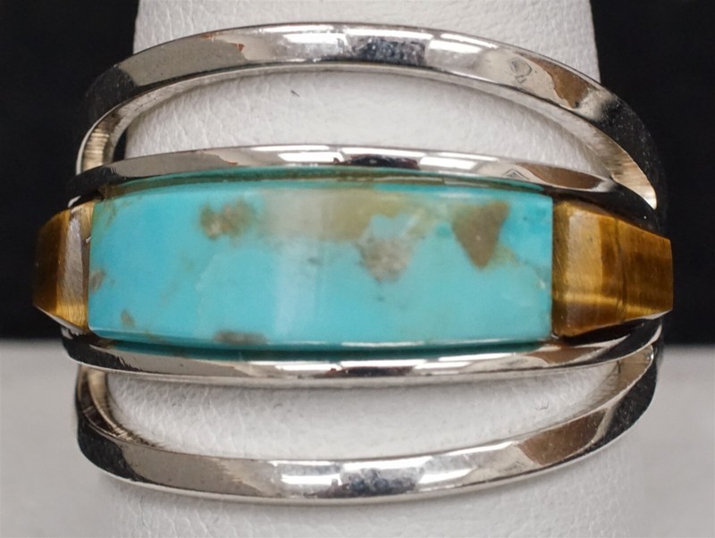DESERT ROSE TRADING Sonora Turquoise & Tigers Eye Sterling Silver Ring Size