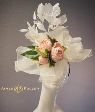 Royal Ascot Fascinator Kentucky Derby Hat Off White Cream Green Baby Pink Peach