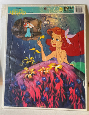 Disney Vintage Golden Frame Tray The Little Mermaid Puzzle, Genuine