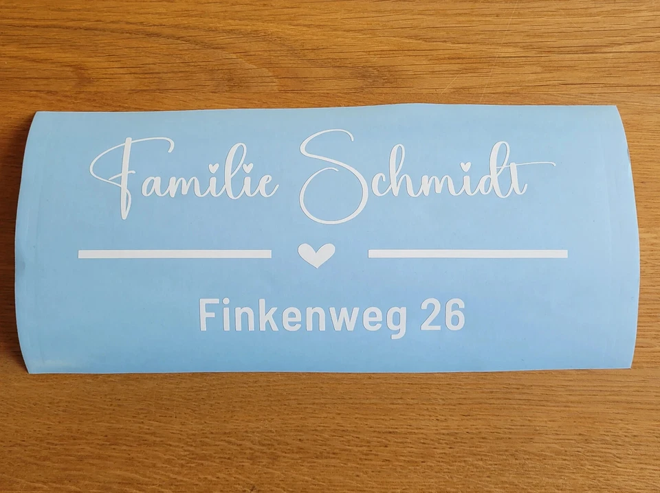 Briefkasten Namensschild mit Herz "Familie + Name" - Namens Aufkleber - Schild - Bild 2 von 4