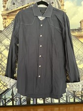 Men's Bogosse Blue Flip Cuff Spread Collar Long Sleeve Shirt Size 6 XL 