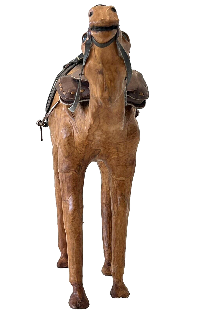 Antique VTG Large Camel Figure Dromedary Leather-Clad 12