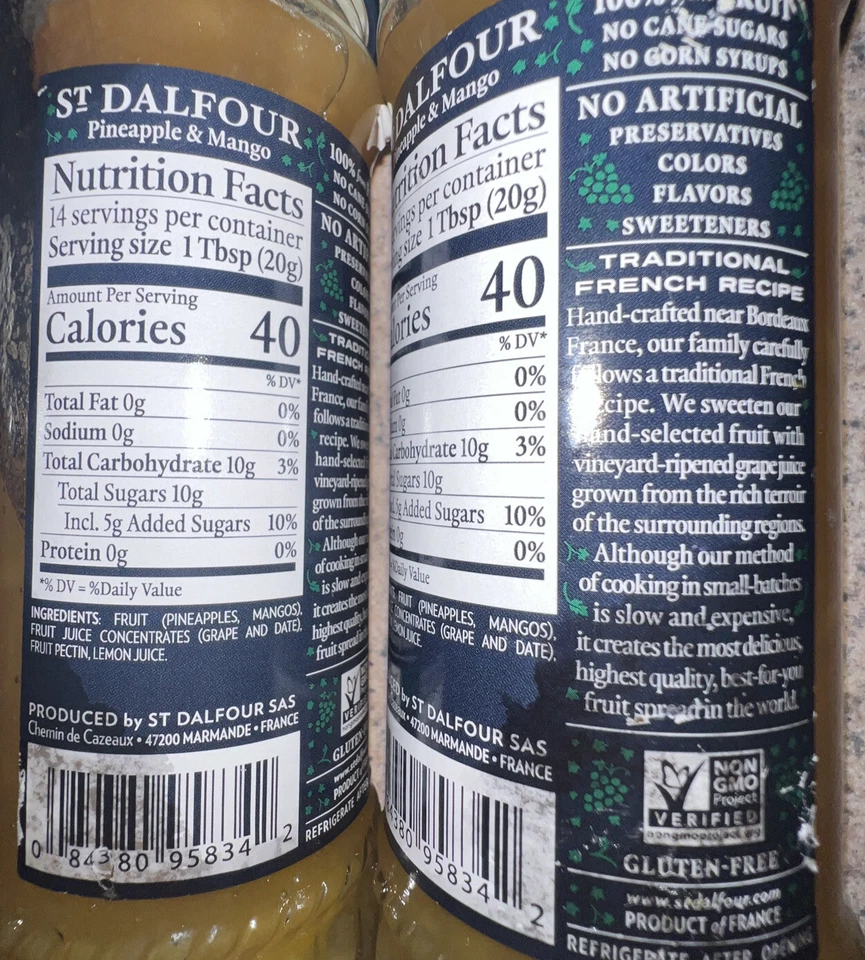 St. Dalfour Deluxe Piña y Mango Fruta Spread x2 Foto 4 de 4