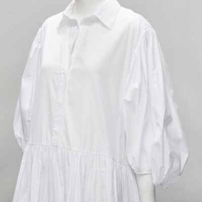 CECILIE BAHNSEN Amy white cotton poplin tiered shirred