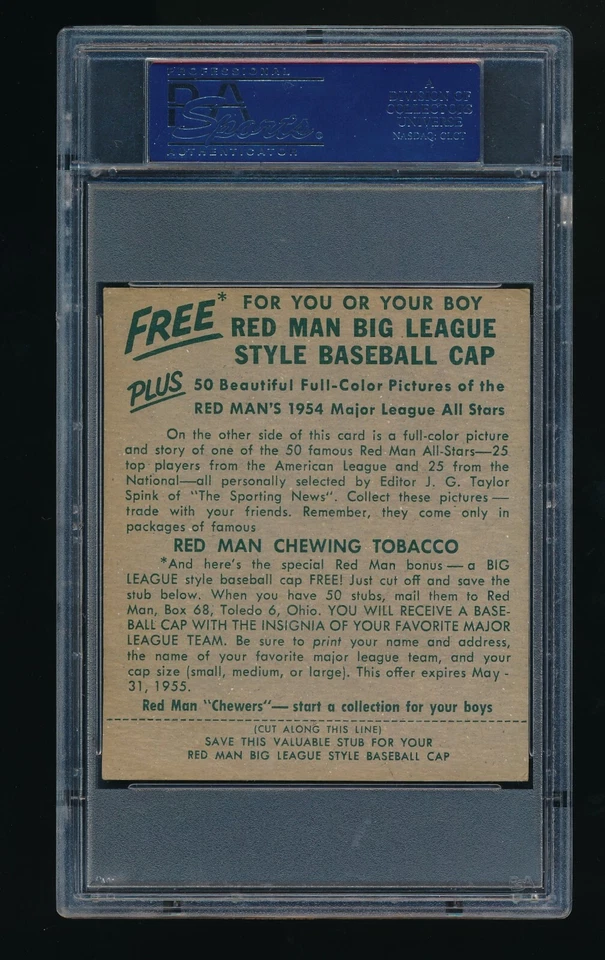1954 RED MAN TOBACCO #7 ORESTES MINNIE MINOSO PSA 3 WHITE SOX HOF - Image 2 of 2