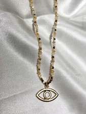 Evil Eye Beaded Adjustable Necklace with matching earrings