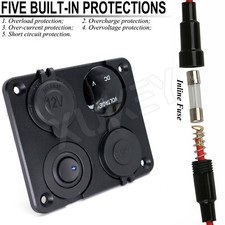 12V Auto KFZ Zigarettenanzünder Steckdose mit Dual 2USB Ladegerät Buchse Einbau