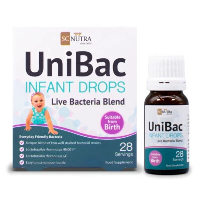 SC NUTRA UniBac Infant & Baby Probiotic/Live Bacteria Drops | Colic, Immune & Gut Support