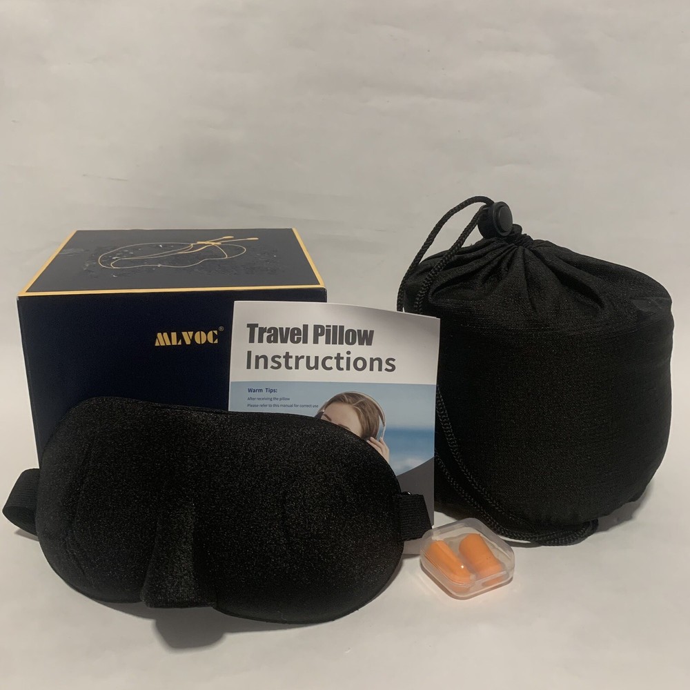 Travel Pillow Memory Foam Neck Adjustable Comfort Breathable Cover, Airplane Blk