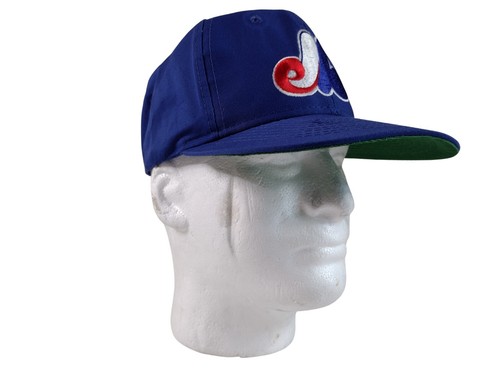 NOS VTG 90s Montreal Expos Plain Logo Blue MLB Baseball Snapback Hat - Picture 6 of 10