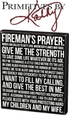  Primatives By Kathy Rustic Wooden Box Sign - Fireman's Prayer 14" x 12" Gifts