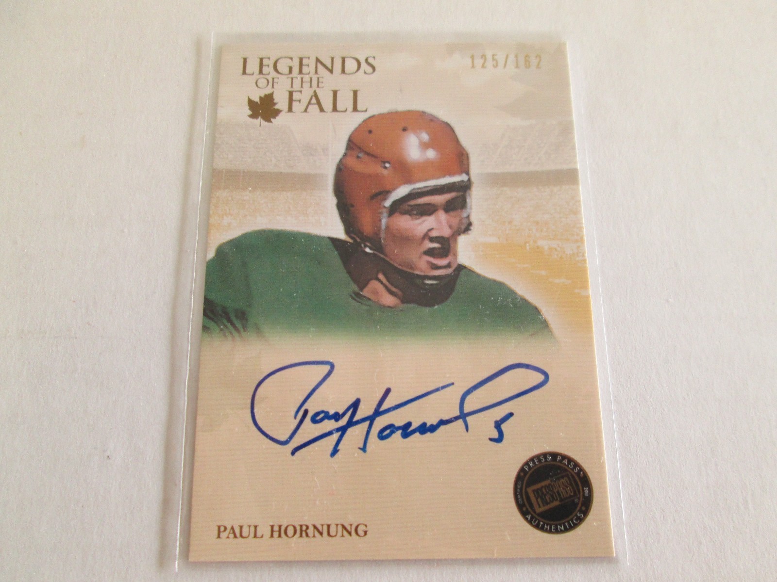 Paul Hornung Autographed Signed Green Bay Packers 2011 Press Pass Legends Of the Falls 
