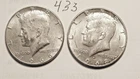 KENNEDY HALF DOLLAR,  40%  SILVER,  1966-P,  1968-D.  ---433