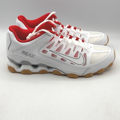 Nike Reax 8 TR Mesh Mens Size 10 White Wolf Grey Red Training Shoes 621716-103
