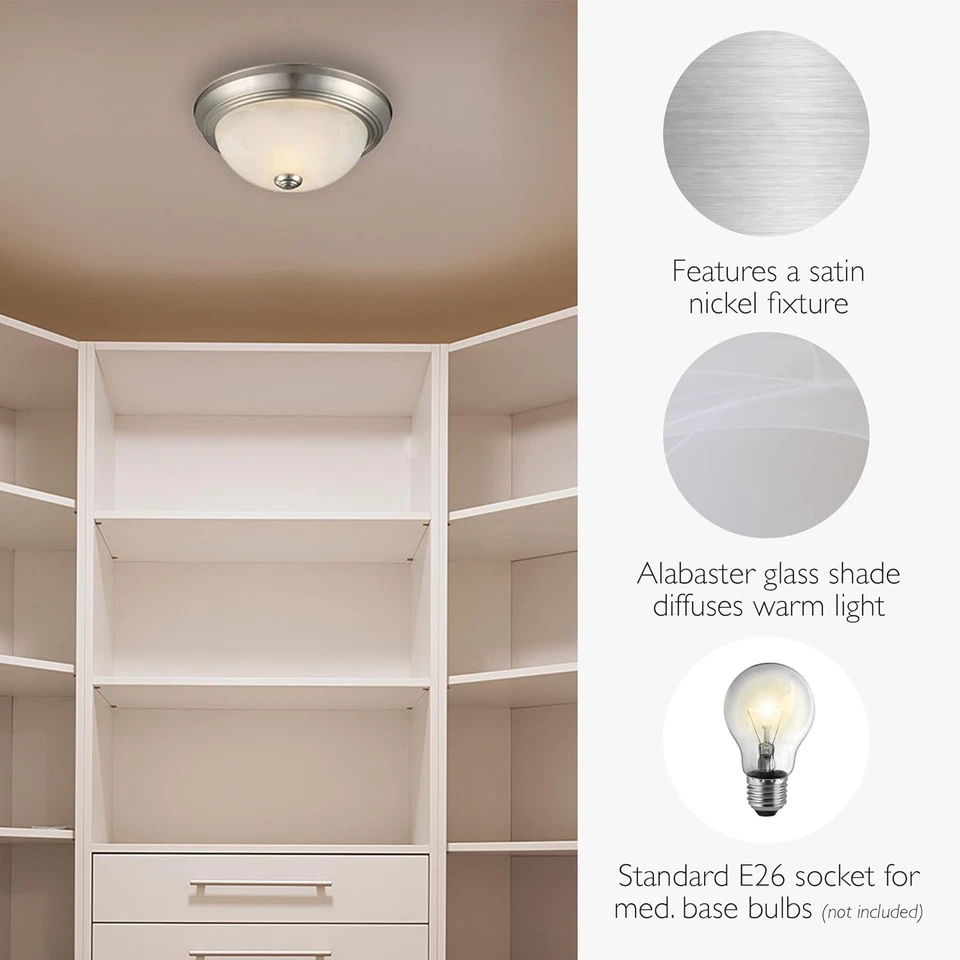 Design House 吸顶灯,吸顶灯,可调光,使用 2 件装,缎面镍  — 第 3/4 张图片