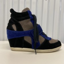 ASH LIMITED Blue & Black Suede Bowie Wedge Sneakers Women’s Sz 37/US 6.5-7