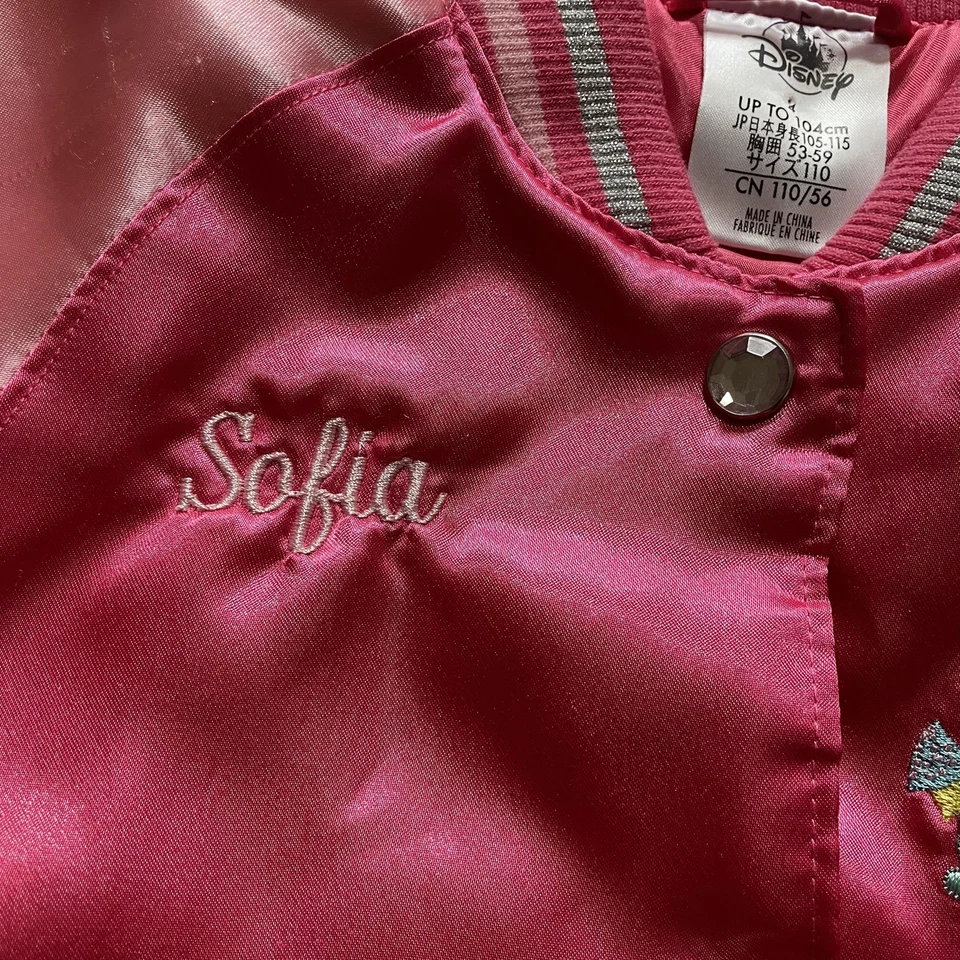 Chaqueta De Colección Minnie Mouse Niñas 4 Rosa Satinado Bombardero Disney Store Varsity LEER Foto 3 de 4
