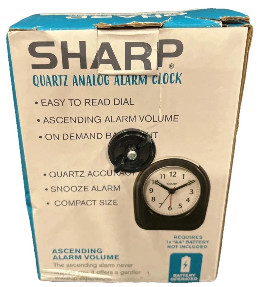SHARP Quartz Analog Alarm CLOCK Ascending Alarm Backlight Easy to Read Dial NEW - Image 3 of 3