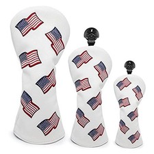 US Flag Patriotism Golf Club Head Covers White for 3pcs golf covers D/F/H 