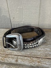 Vintage Tony Lama Concho Belt Size 42, Brown Leather with Silver Tones