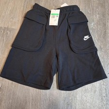 Nike Youth Kid's Cotton Cargo pocket Black Shorts, NWT, Size XL