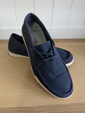 Clarks Canvas Boat Deck Shoes Mens UK9G Navy Cloudsteppers Laced Light Unworn