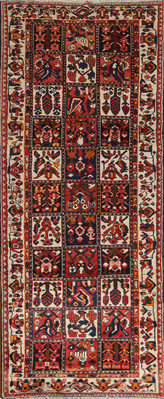Garden Design Traditional Runner Rug 4x10 Ft Red Oriental Hallway Wool Carpet