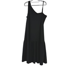 NWT Banana Republic Womens XL Black One Shoulder Ruffle Hem Midi Dress