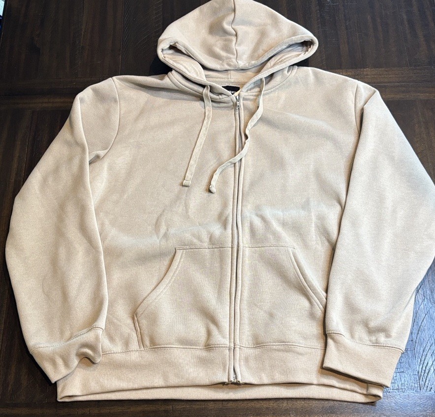 RSQ Hoodie Full Zip Sweatshirt Mens XXL Beige  NWT Soft knit (16)