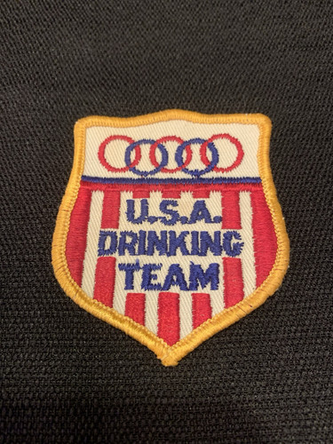 USA Beer Drinking Team Olympics Style Athlete Vintage Spoof Joke Patch