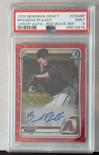 2020 Brandon Pfaadt Bowman Chrome Red Wave Refractor Psa 9 RC 1st Auto /5. Pop 4