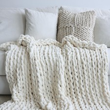 Chenille Chunky Knit Blanket Throw  40 50 Inch  , Handmade Warm  Cozy Blanket...