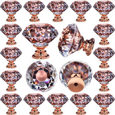 26 Pcs Crystal Rose Gold Glass Drawer Pulls 30 Mm Decorative Knobs for Kitchen B