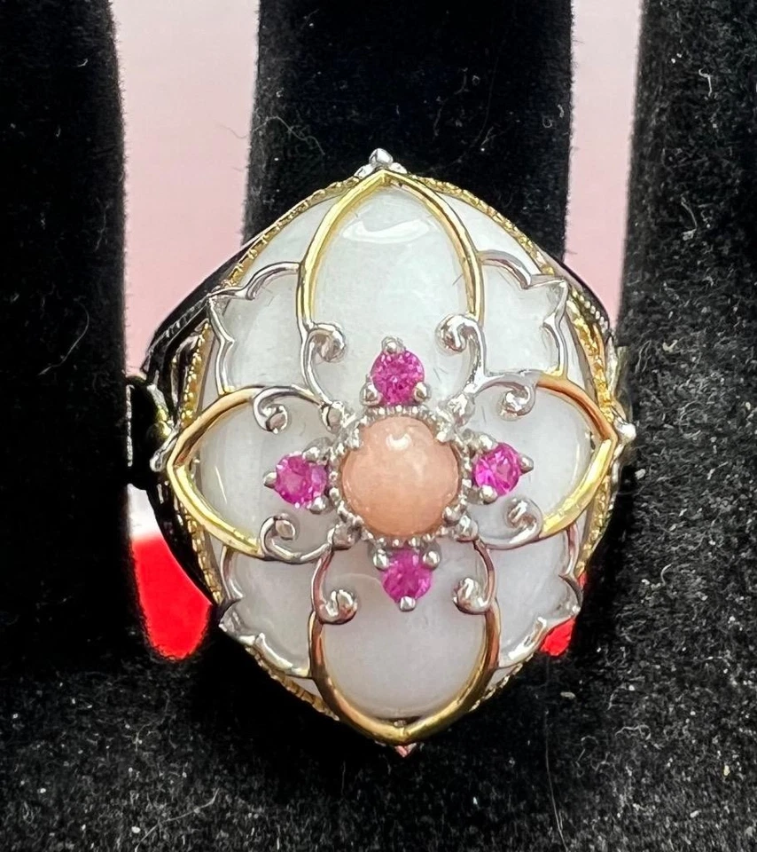 Anillo Michael Valitutti Gemas Plata Esterlina Ágata Zafiro Rosa Talla 9 Foto 4 de 4