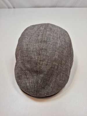 Göttmann Hat Flat Cap Fitted Mens S Gray Herringbone Linen Cotton Lined Newsboy
