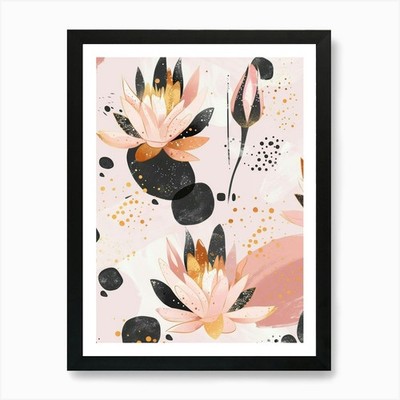 Lotusblume Muster Kunstdruck gerahmt Wandbild Poster Leinwanddruck Bild