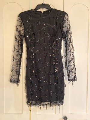 Pretty Little Thing Women's Black Sequin Bodycon Dress Size US 2