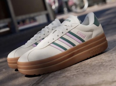 Size 7 Women's - Adidas VL Court Bold Off White Collegiate Green Lilac Colorway