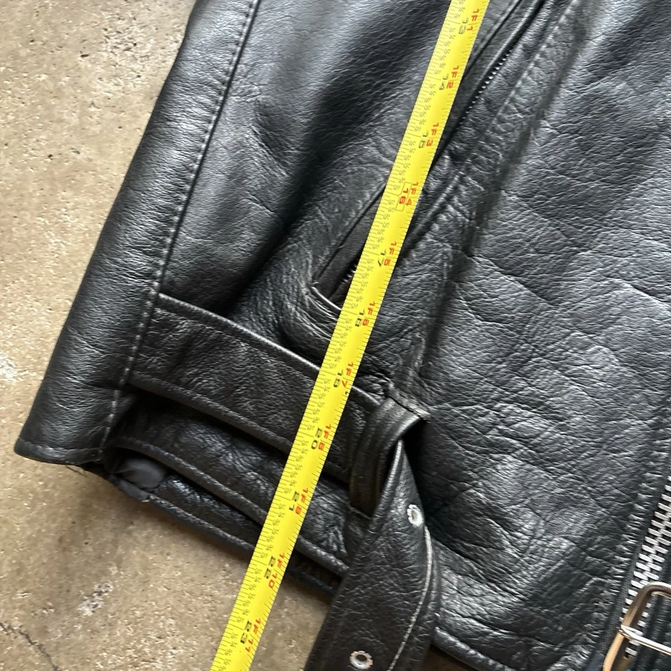 Chaqueta De Colección Excelente Cuero Genuino Motociclista Talla 46 Como Nueva Negra Años 70 Foto 2 de 4