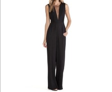 BCBGMAXAZRIA Behati Sheer V Flattering Jumpsuit Size 10