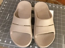 Oofos Shoes Womens Sz 8 OOahh Black Recovery Slide Slip On Comfort Sandals Beige